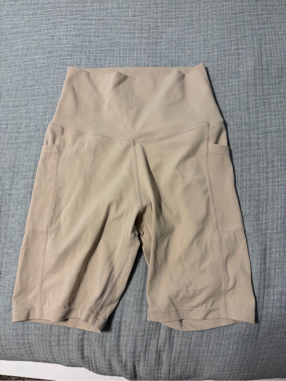 Free People Neutral High-Rise Bike Shorts - Light Beige